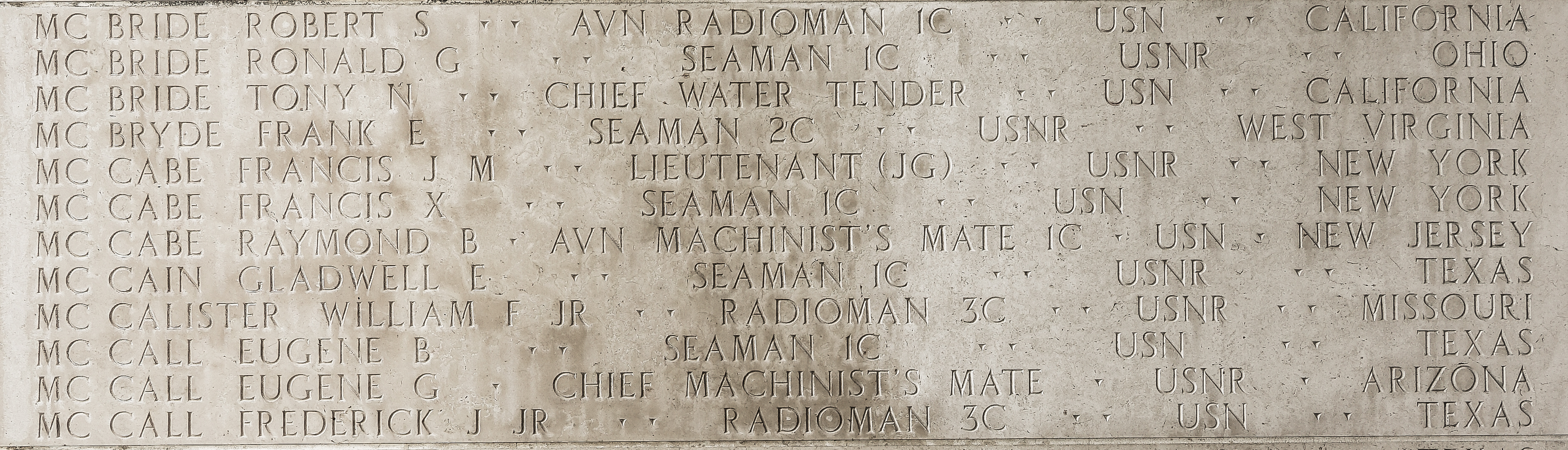 Ronald G. McBride, Seaman First Class